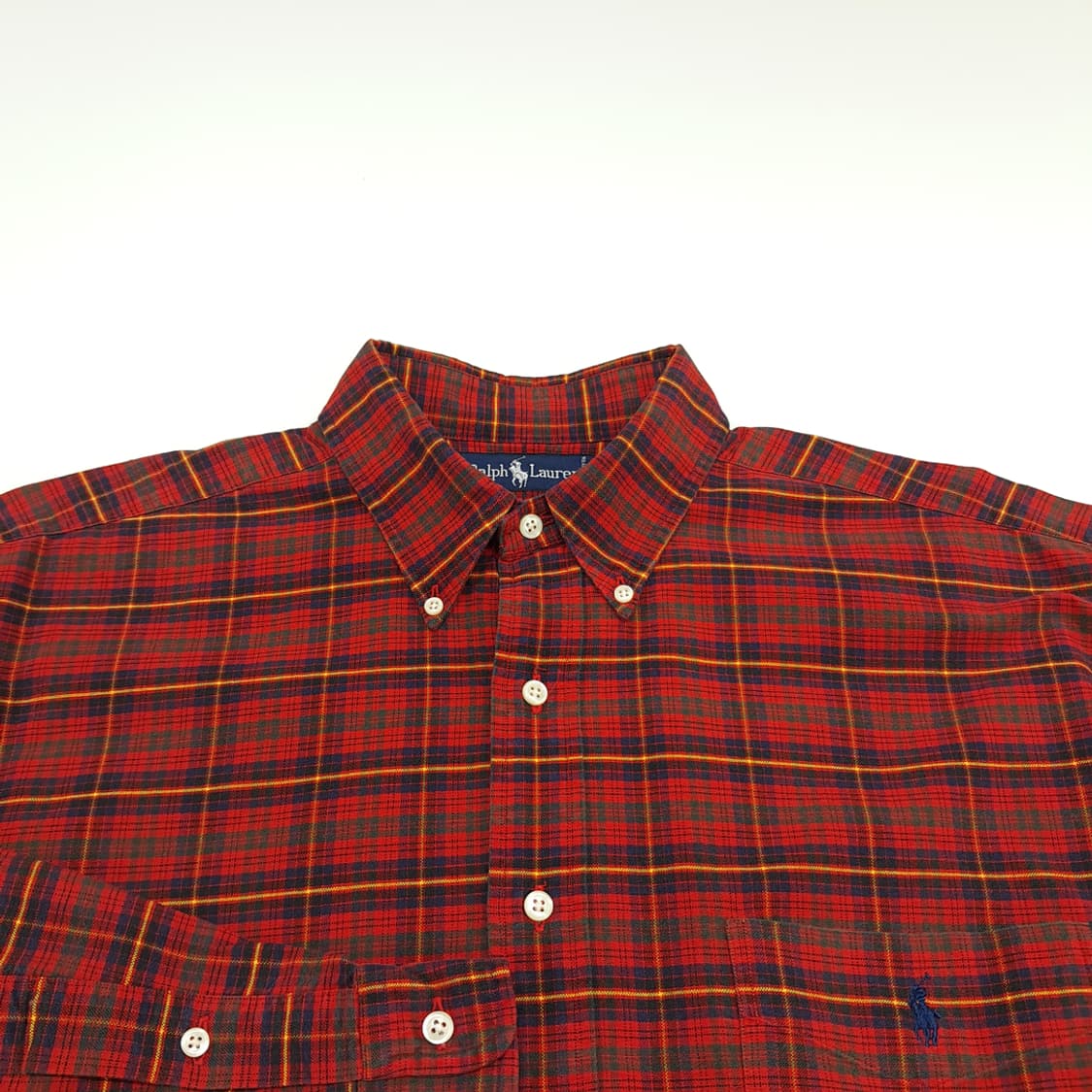 CN659 L 폴로 랄프로렌 빅셔츠 옥스포드 레드타탄체크 긴팔 셔츠 남방 상품이미지3