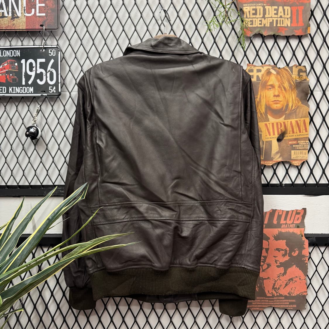 90s USA VINTAGE 레더 블루종 봄버자켓 다크브라운 상품이미지2