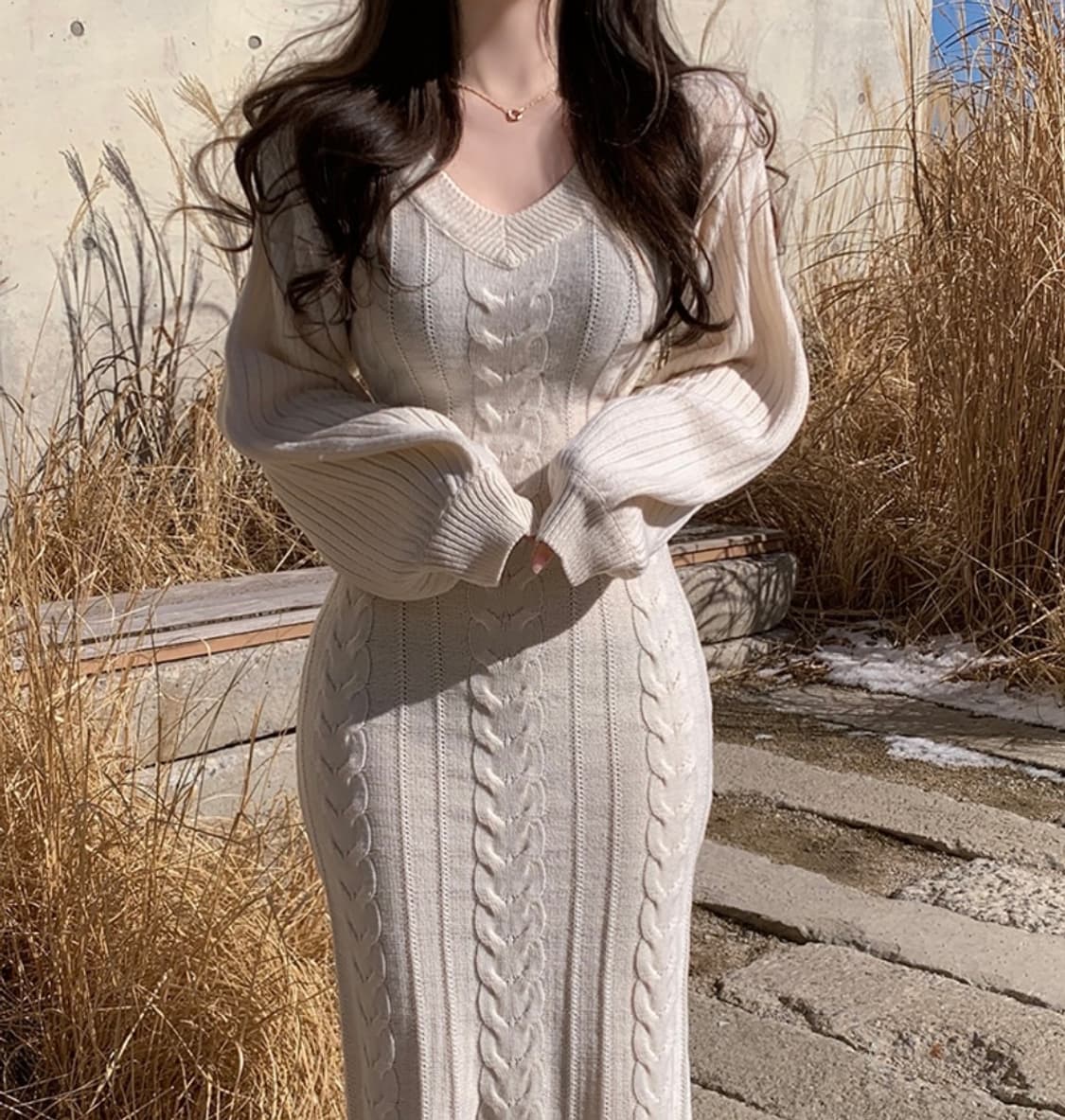 히니크 자체제작 니트 롱원피스 상품이미지1