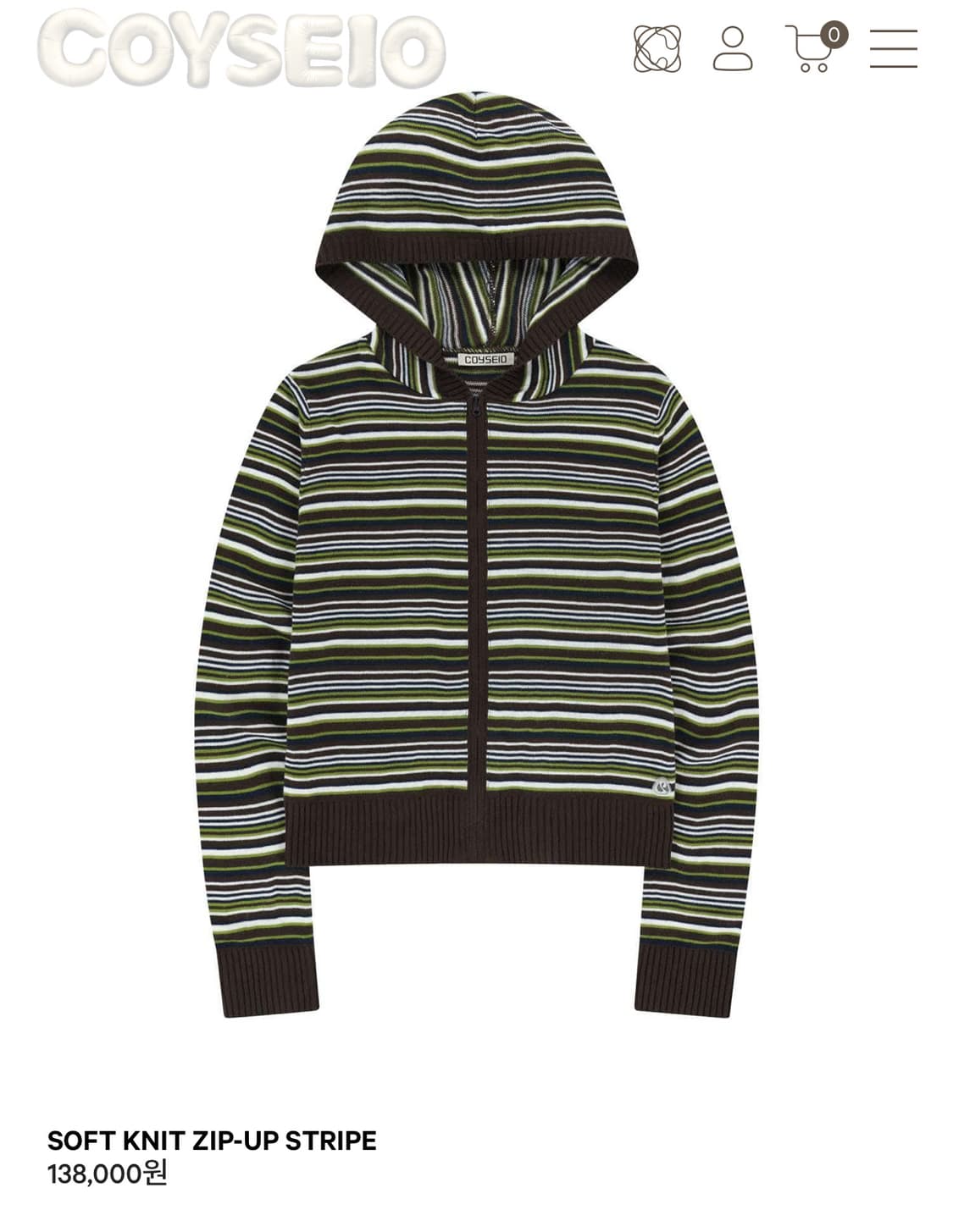 코이세이오 소프트 니트 집업 스트라이프 상품이미지1