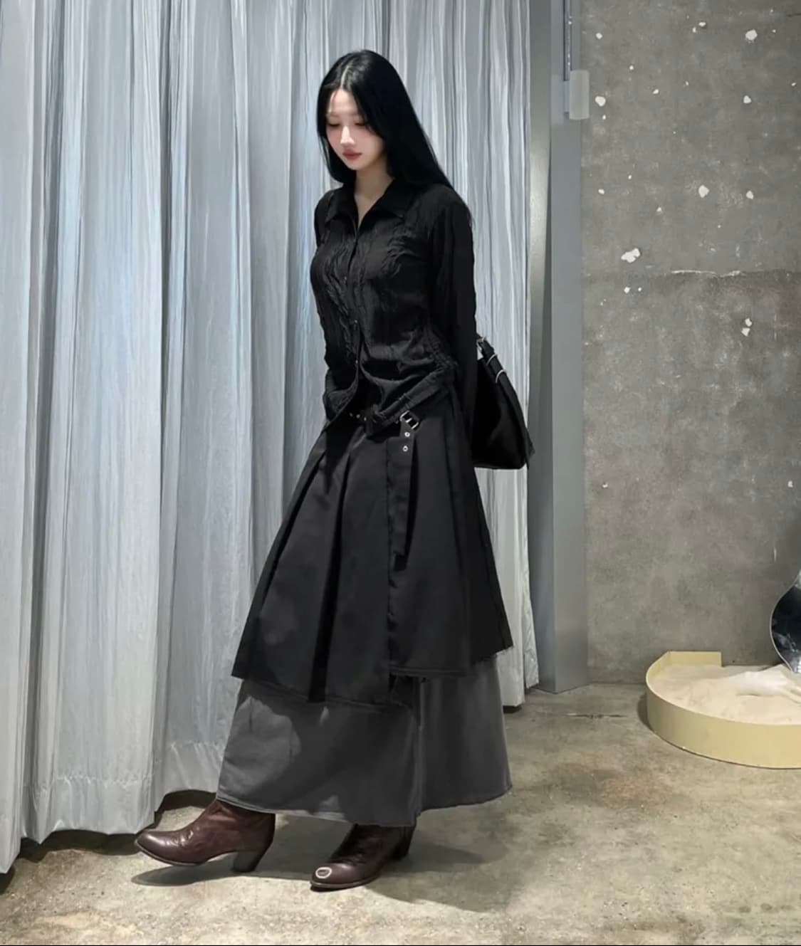 인사일런스 노티드 맥시 저지 스커트 상품이미지5