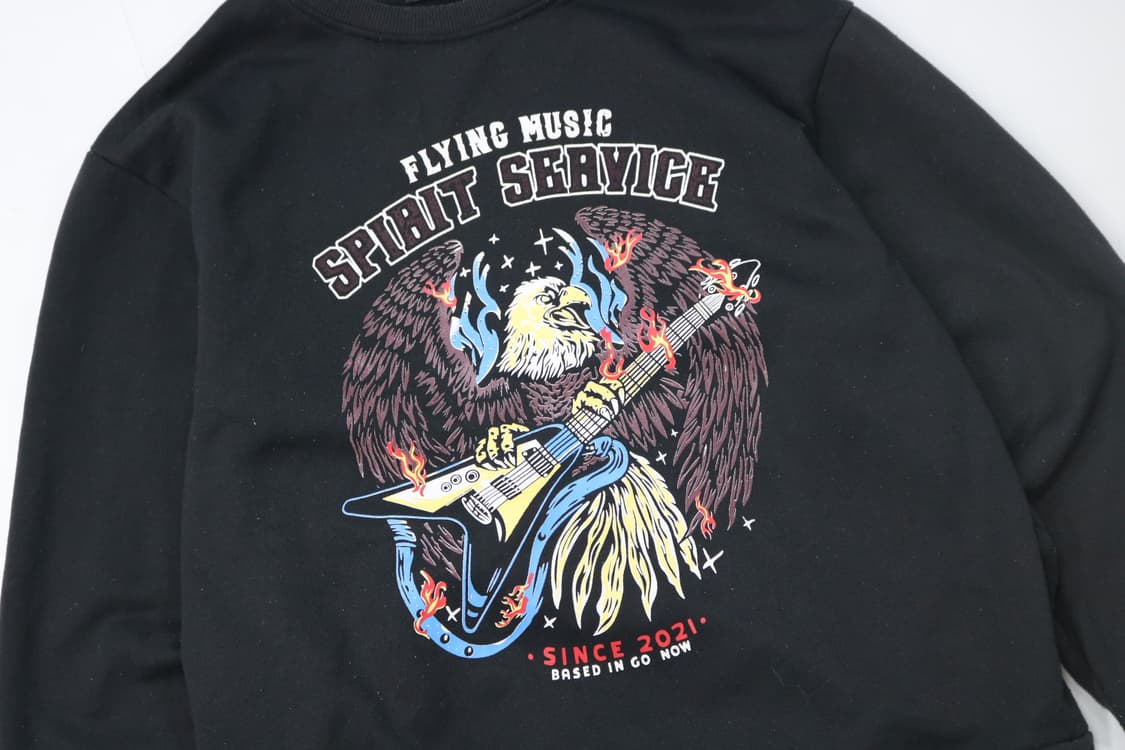 DAZY 데이지 빈티지 이글 락 그래픽 블랙 맨투맨 (M) 상품이미지3