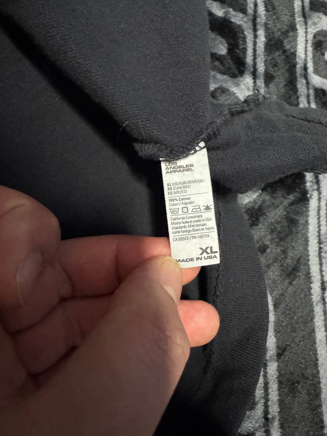 로스 앤젤레스 어패럴 싱글 스티치 심리스 디럭스 티 블랙 상품이미지6