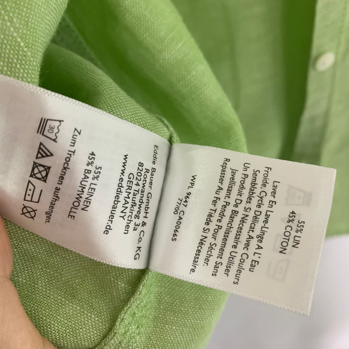 에디바우어 린넨 혼방 반팔 셔츠 그린 남녀공용 상품이미지2