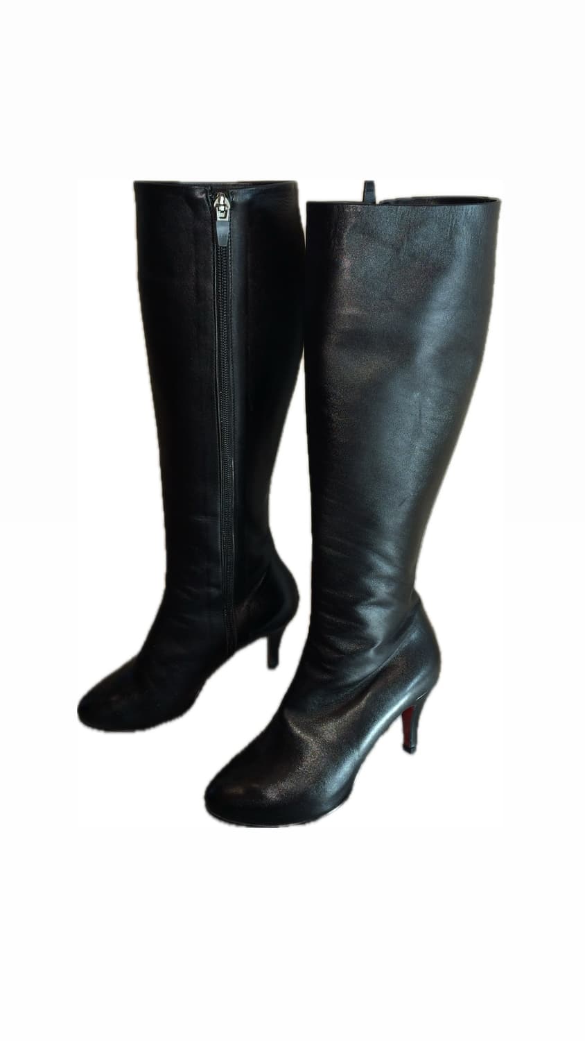 Leather slim long boots black 상품이미지1