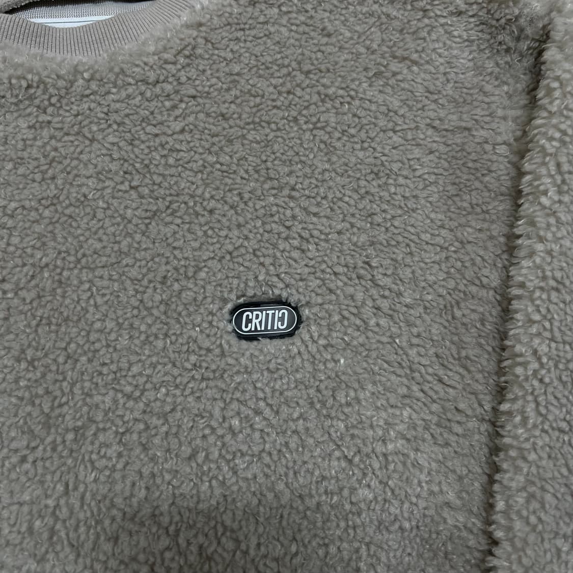 크리틱 남여공용 와펜 웜업 뽀글이 맨투맨 티셔츠 [베이지] M/95 상품이미지4