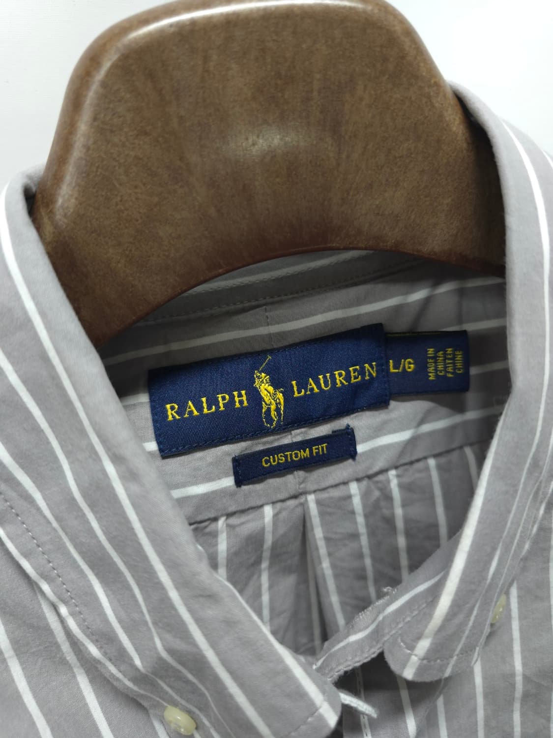 폴로 랄프로렌 커스텀핏 그레이 스트라이프 셔츠 (L) 상품이미지6