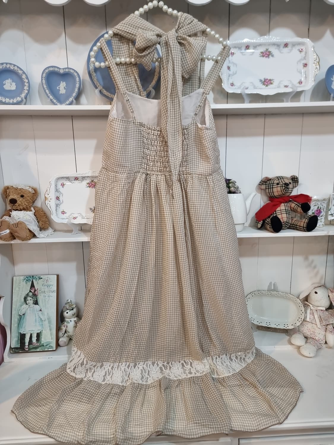 axes femme 베이지 체크 리본 코르셋 원피스 상품이미지3