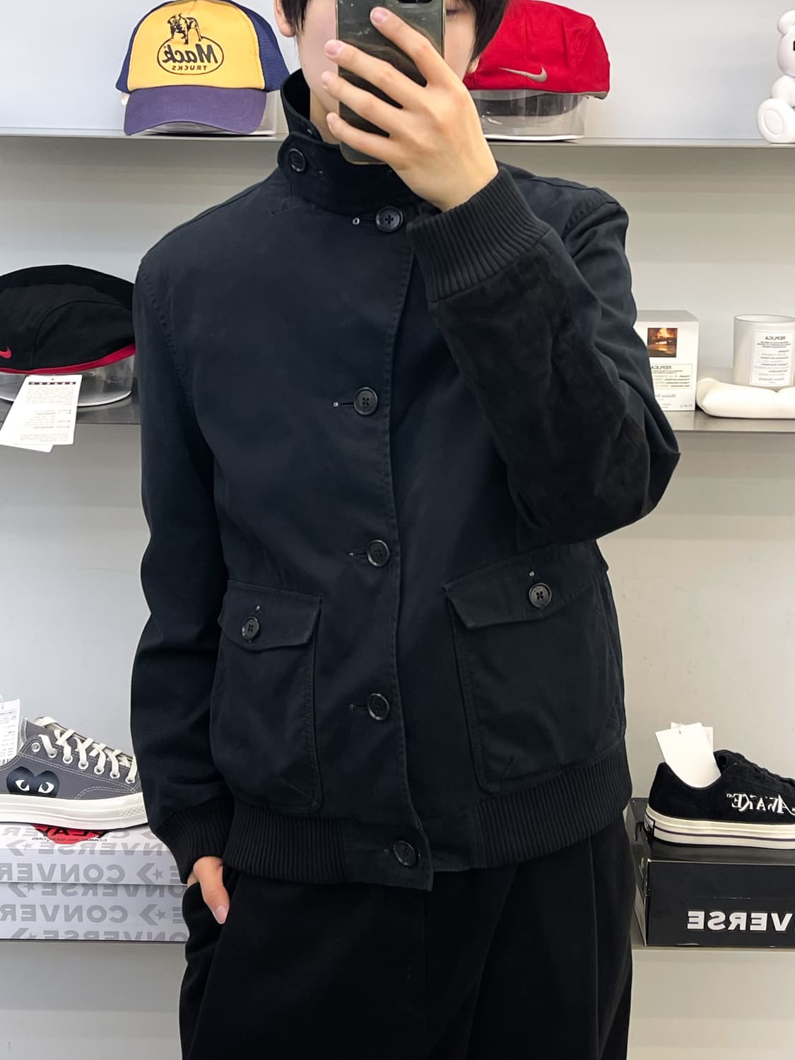 아르마니 익스체인지 엘보우 패치 버튼 자켓 상품이미지2