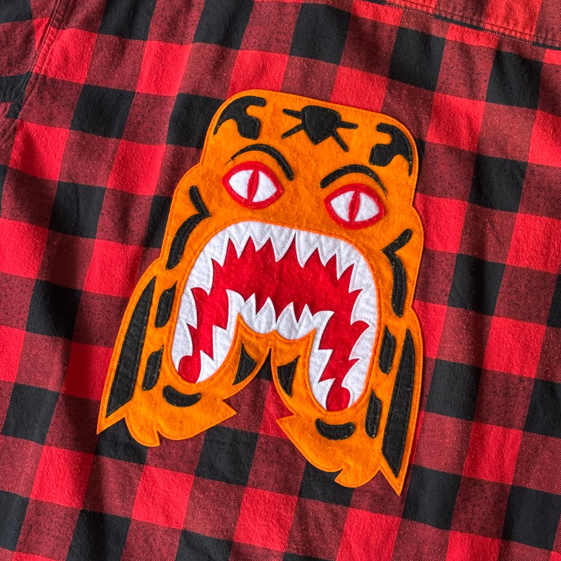 베이프 타이거 체크 플란넬 셔츠 M 상품이미지3