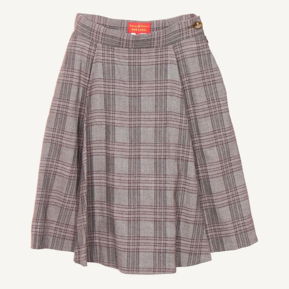 비비안웨스트우드 레드라벨 빈티지 체크 미디 스커트 치마 핑크 그레이 상품이미지1
