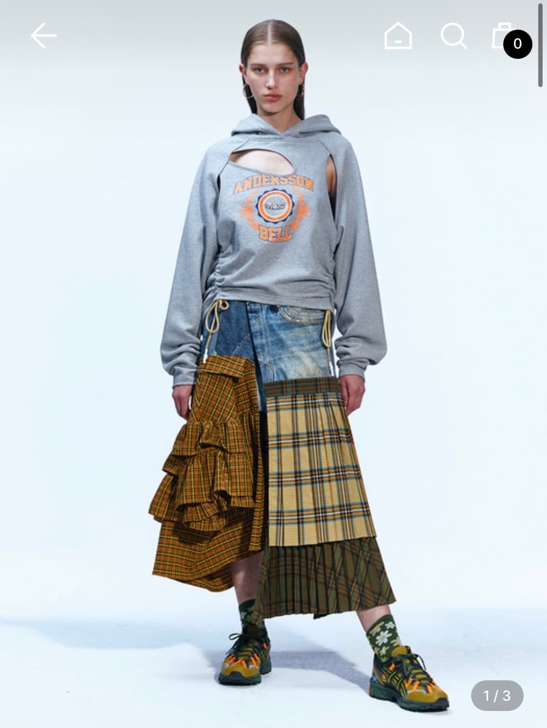 앤더슨벨 컷아웃 후드티 S/M 멜란지 그레이 상품이미지1