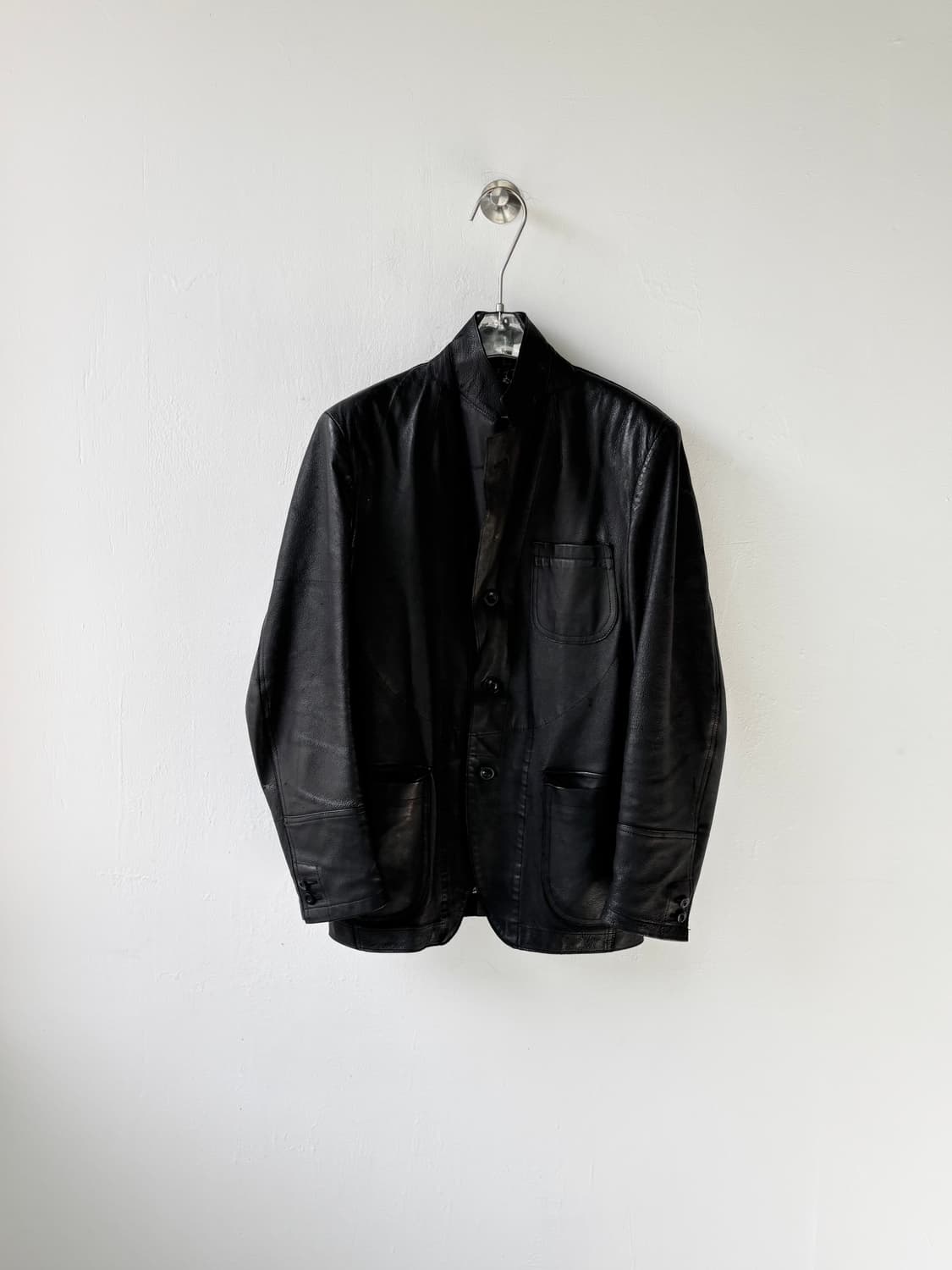 준야와타나베 하이넥 레더 블레이저 상품이미지1