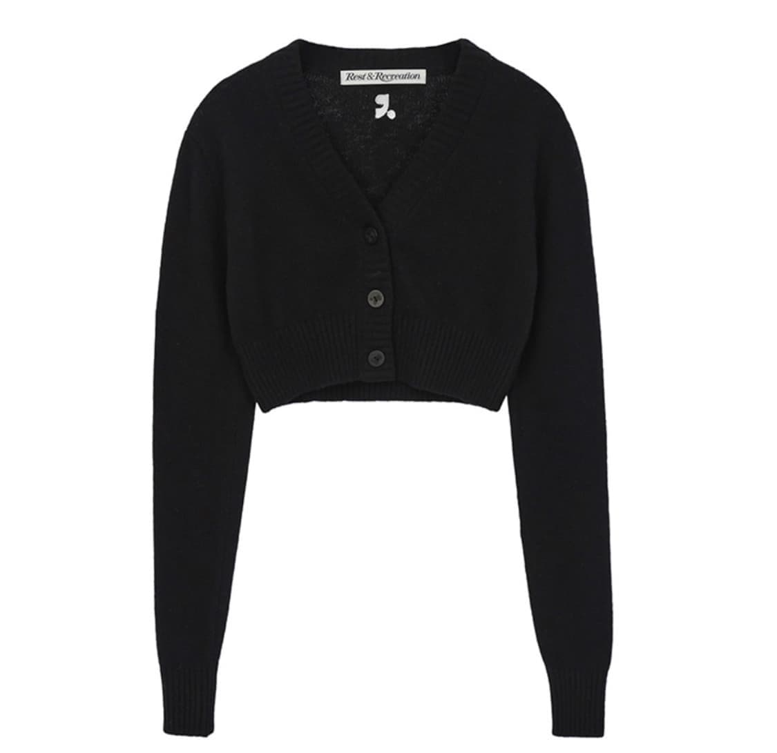레스트앤레크레이션 22fw 크롭 니트 가디건 블랙 상품이미지2