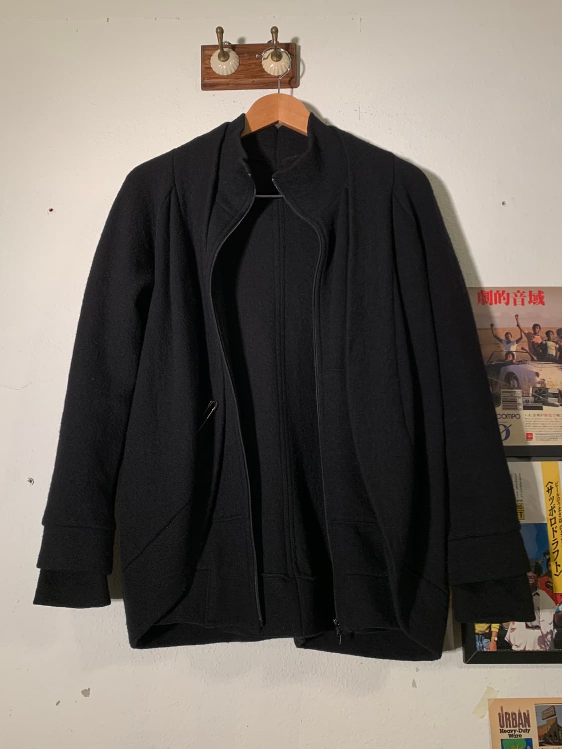 요지야마모토 y’s 세이프티핀 180도 가디건 + 집업 탑 상품이미지6