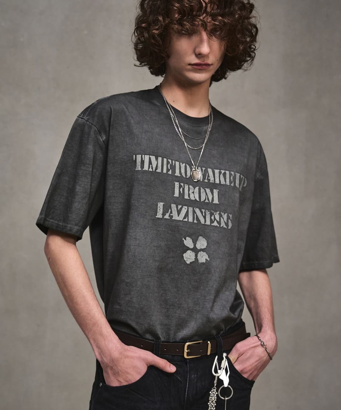 엘무드 루나 가먼트 다잉 하프 반팔 티셔츠 차콜 46 상품이미지1