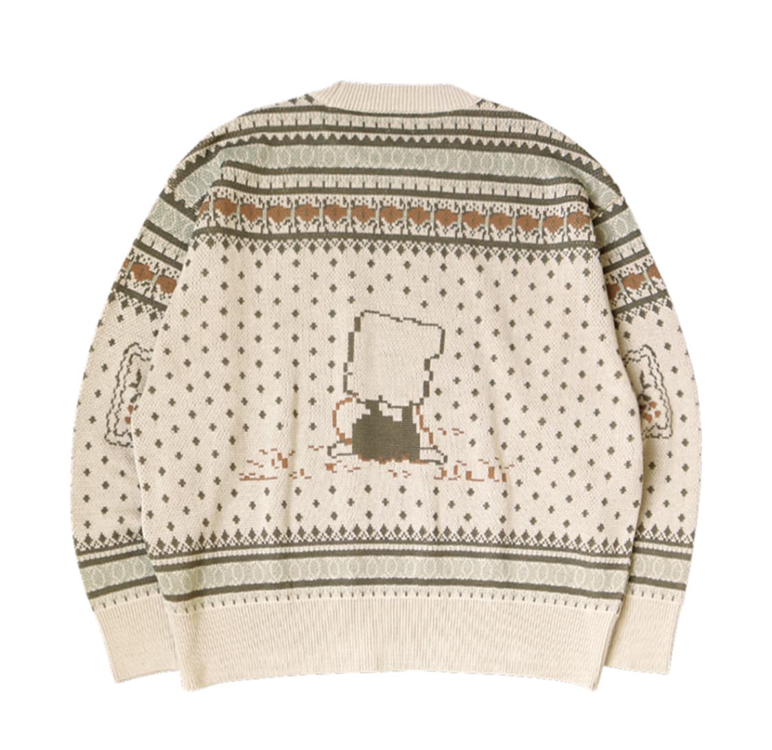 캐피탈 페어 아일 코튼 니트 카키 3사이즈 상품이미지2