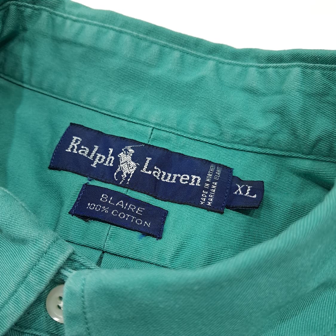 CL708 XL 폴로 90s 미국판 코튼 버튼다운 틸그린 셔츠 남방 상품이미지3