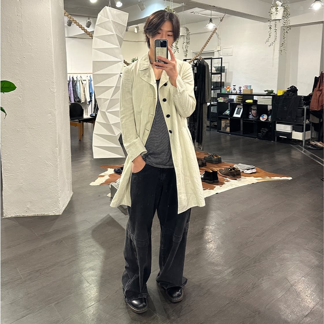 요지야마모토 샵코트 아이보리 상품이미지5