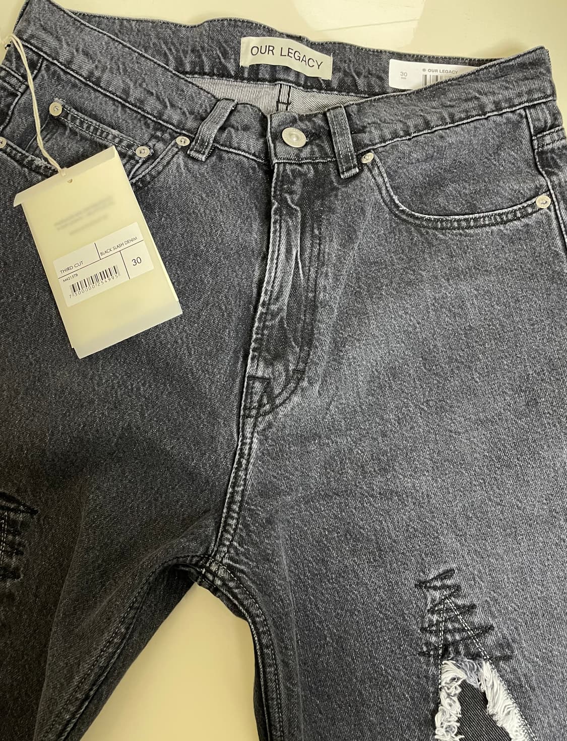 (30)아워레가시 써드컷 슬래시 데님 블랙 상품이미지1