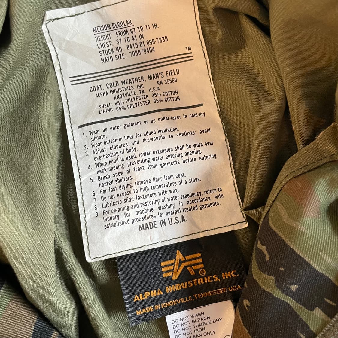 US Alpha tiger camo m65 field  상품이미지6