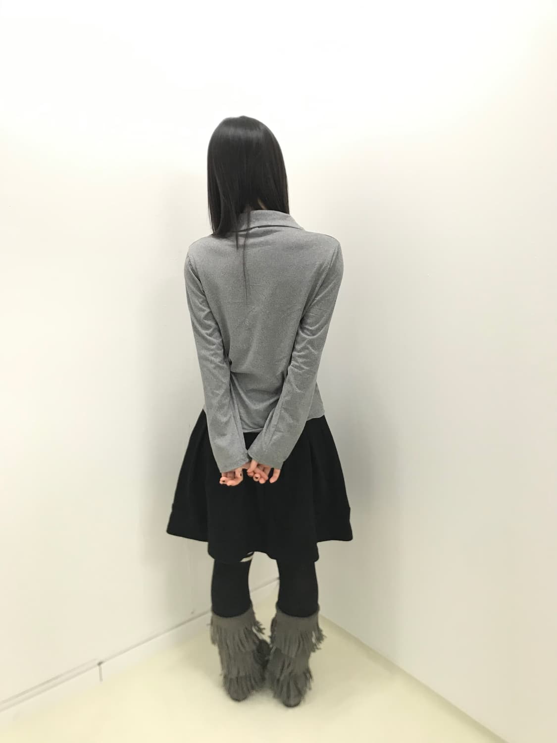 Line point grey collar loose fit sleeve 상품이미지4