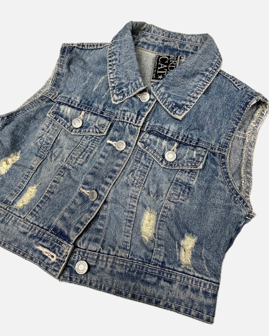 damage crop denim vest 상품이미지2
