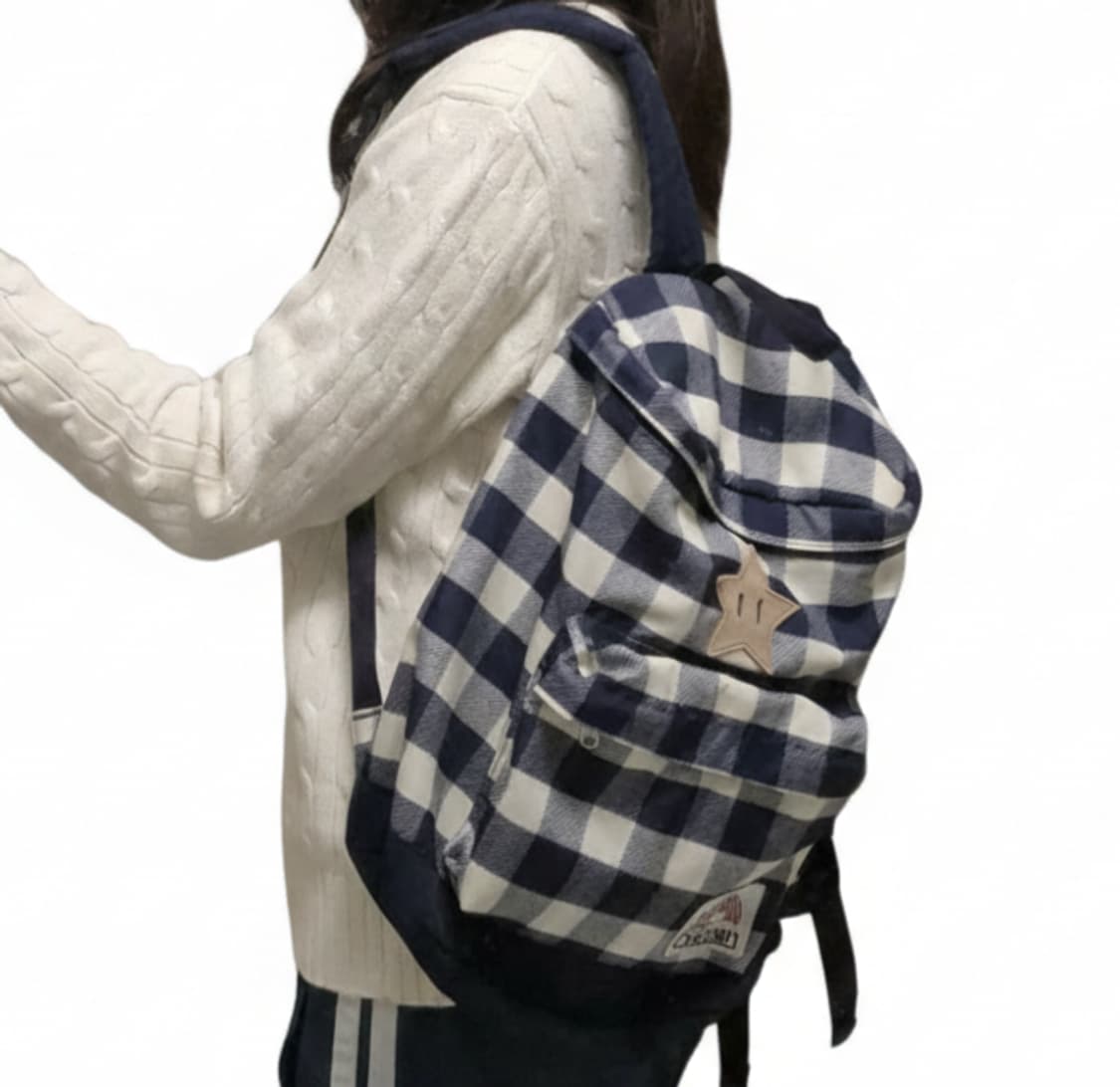 일본 콜맨 빈티지 체크 백팩/모리걸 상품이미지3