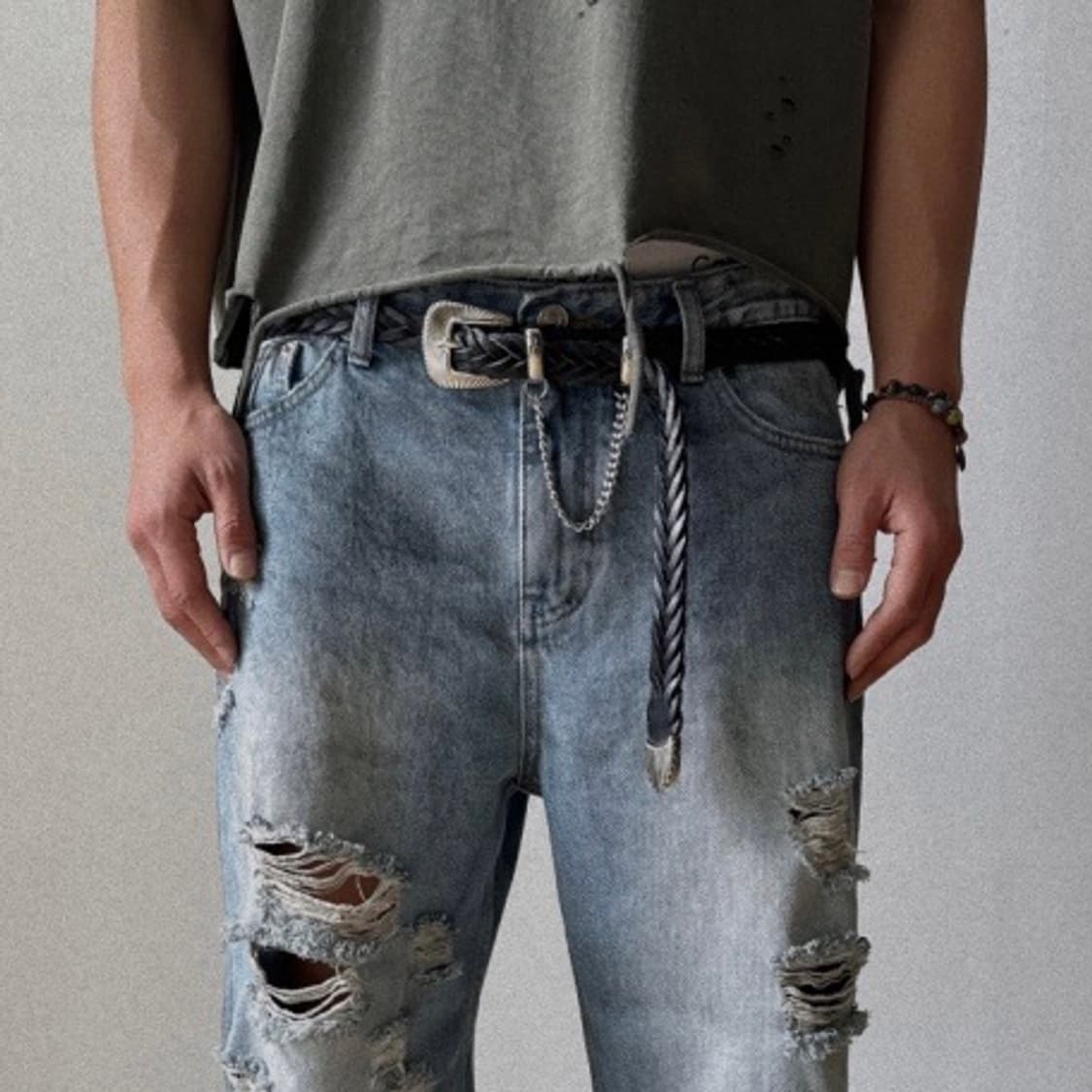 [Unisex] 웨스턴 체인 위빙 가죽벨트 상품이미지2