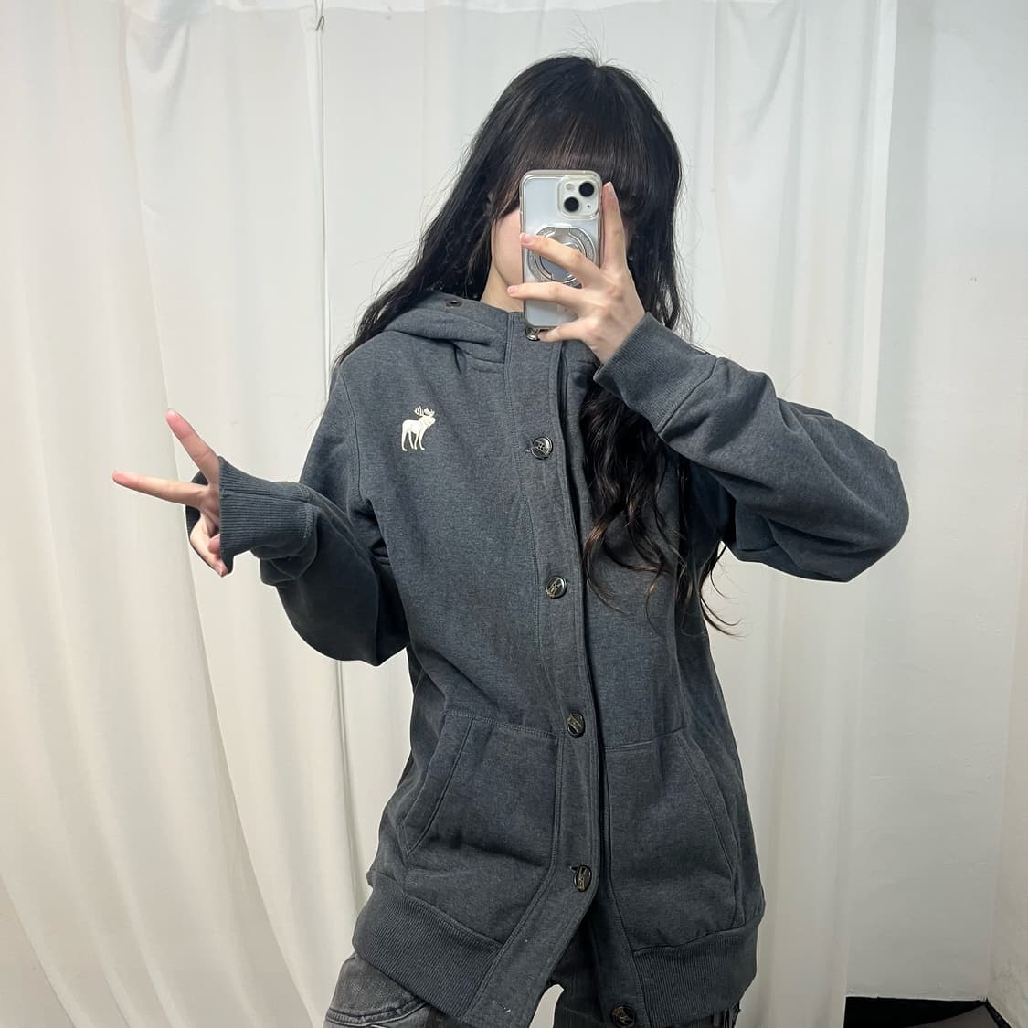 Abercrombie Grey Button Hoodie 상품이미지2