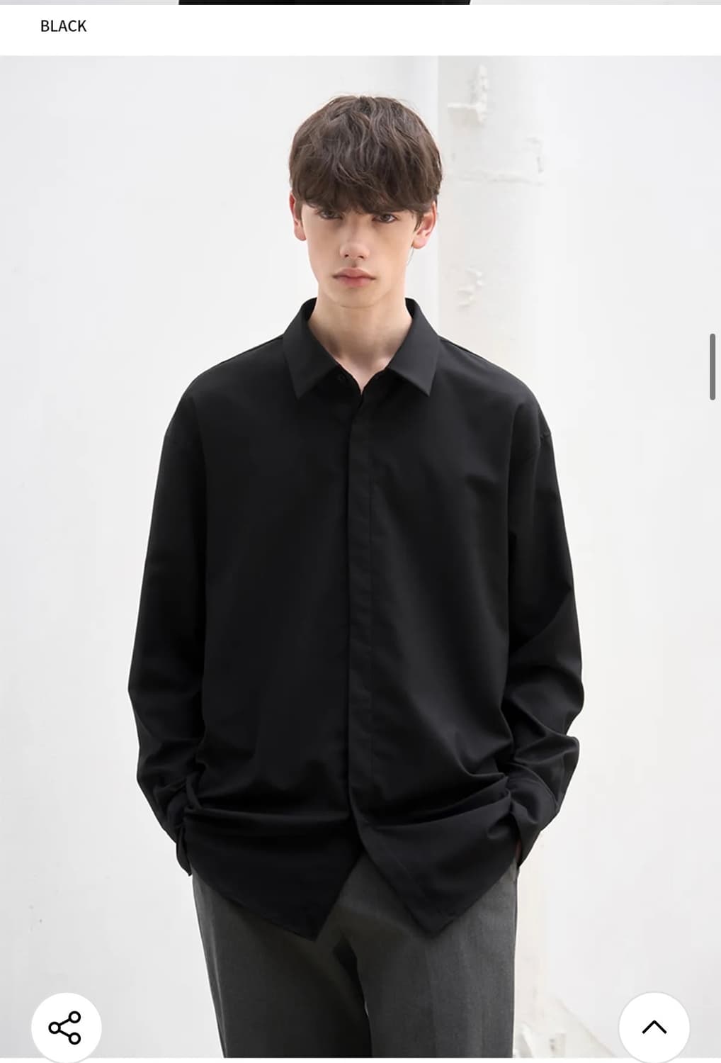 (L) 드로우핏 오버사이즈 히든 미니멀 셔츠 [BLACK] 판매 상품이미지1