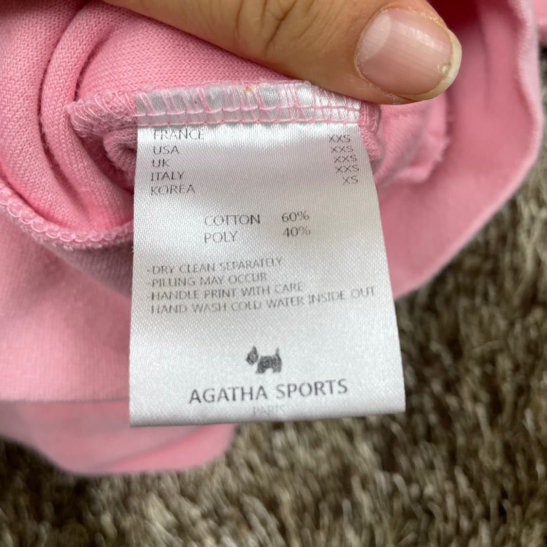 아가타 Agatha 베이비핑크 테리 후드 집업 XS 상품이미지4