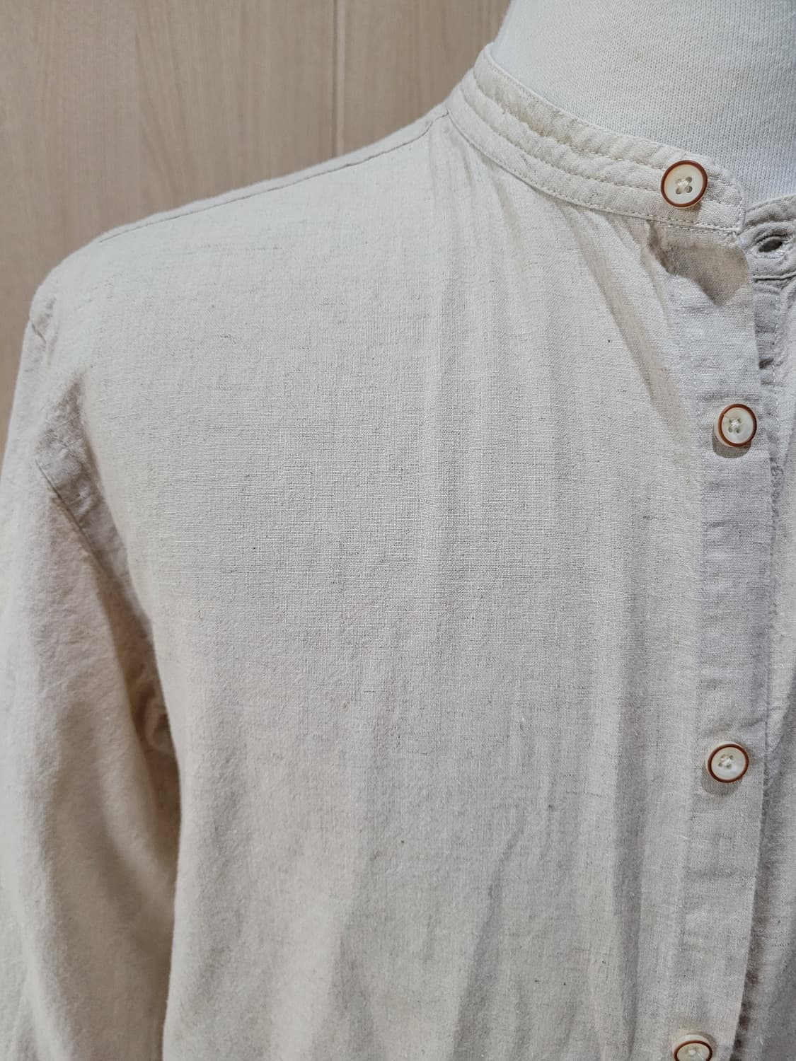 자라맨 ZARAMAN 린넨 헨리넥 셔츠 105 로우화이트(미색) 상품이미지3