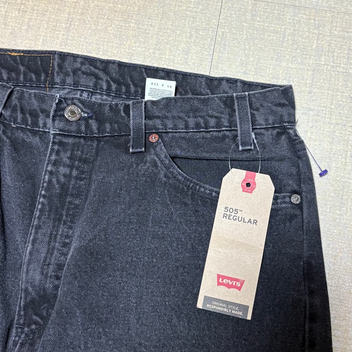 90s USA🇺🇸 리바이스 505 오렌지 탭 블랙 흑청 데드스탁 상품이미지3