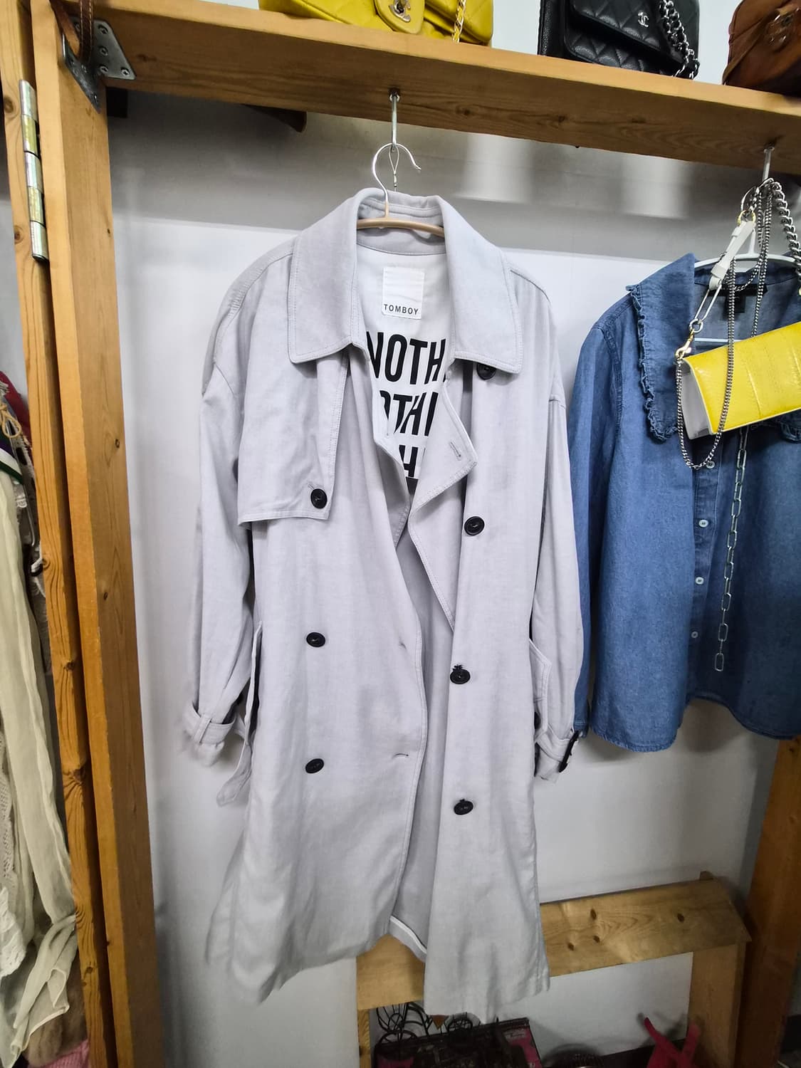 톰보이 더블 버튼  벌룬 트렌치 코트 상품이미지9