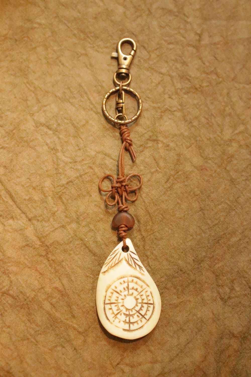 가지 소뿔 가죽끈 나비매듭 열쇠고리 상품이미지1