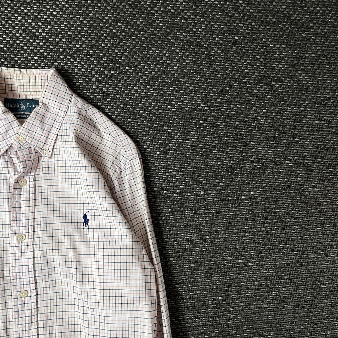 폴로 랄프로렌 네이비포니 핑크 네이비 체크 긴팔 셔츠 커스텀핏 상품이미지3
