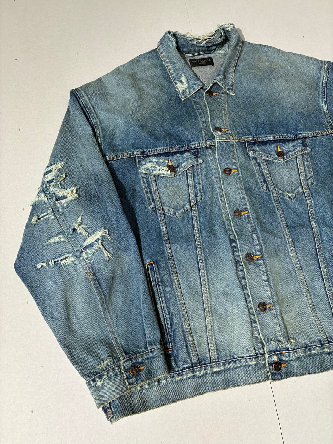 발렌시아가 패치 디스트로이드 데님 자켓 블루 3사이즈 상품이미지2