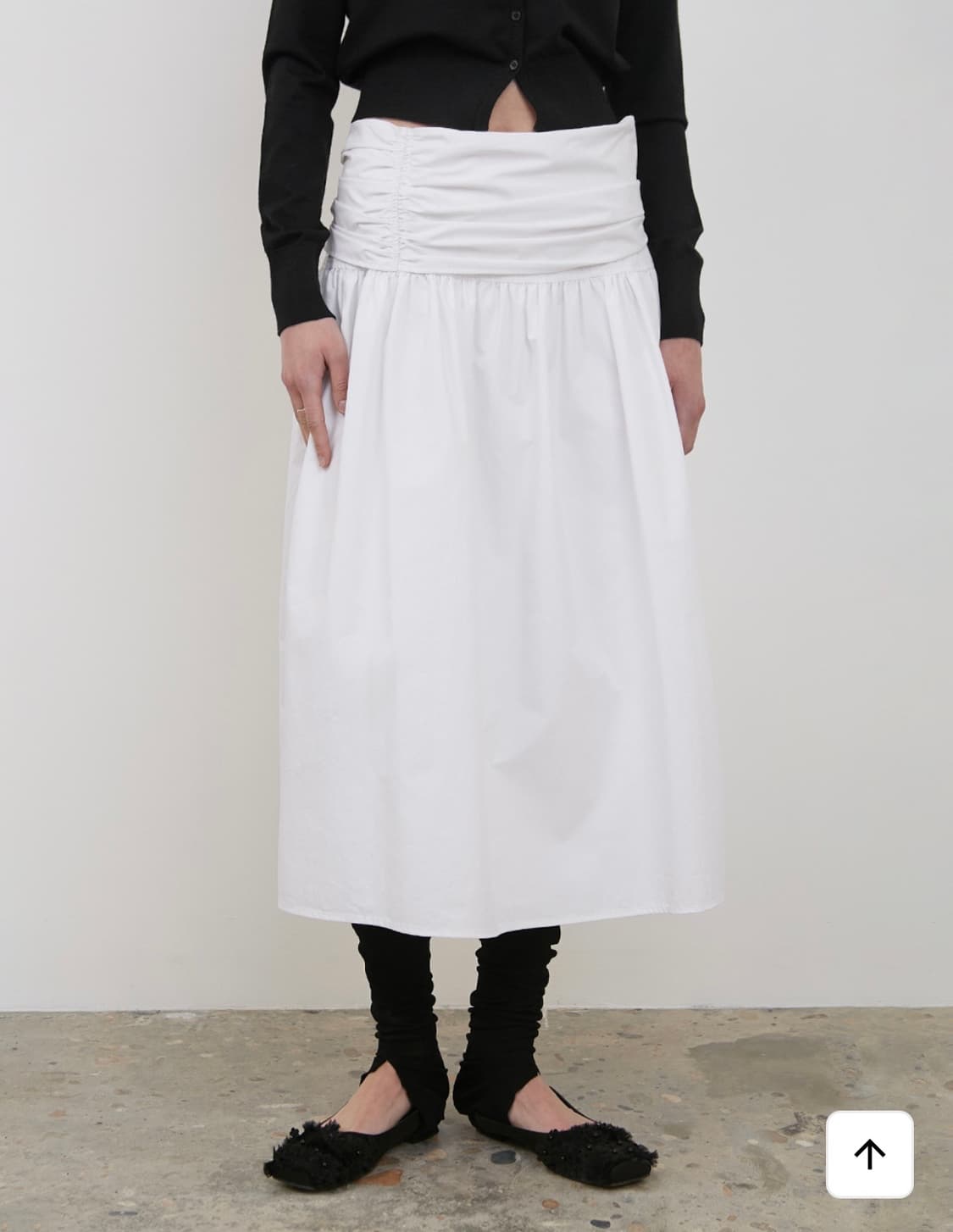 로우타이드 yoke flare skirt white 상품이미지1