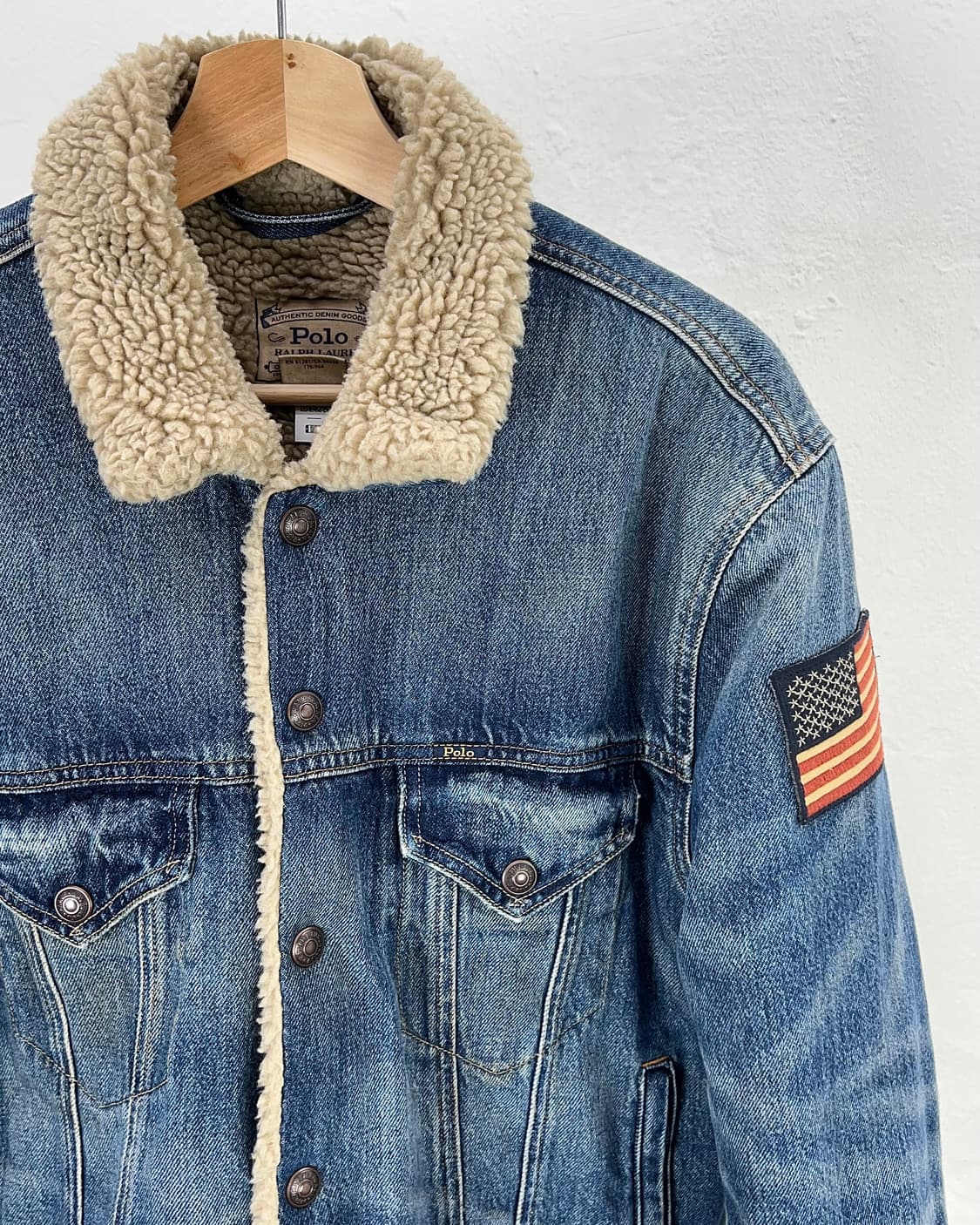폴로 랄프로렌 덩가리 성조기 쉐르파 데님 트러커 자켓 상품이미지3
