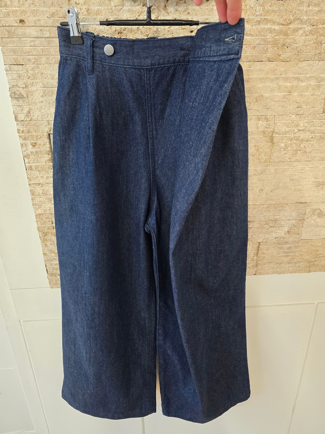 백넘버 랩 데님 와이드팬츠(뒷밴딩) S 상품이미지5