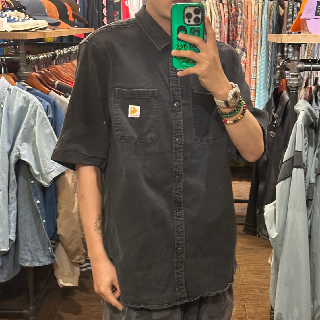 [HI] 칼하트 반팔 데님셔츠 블랙 상품이미지4