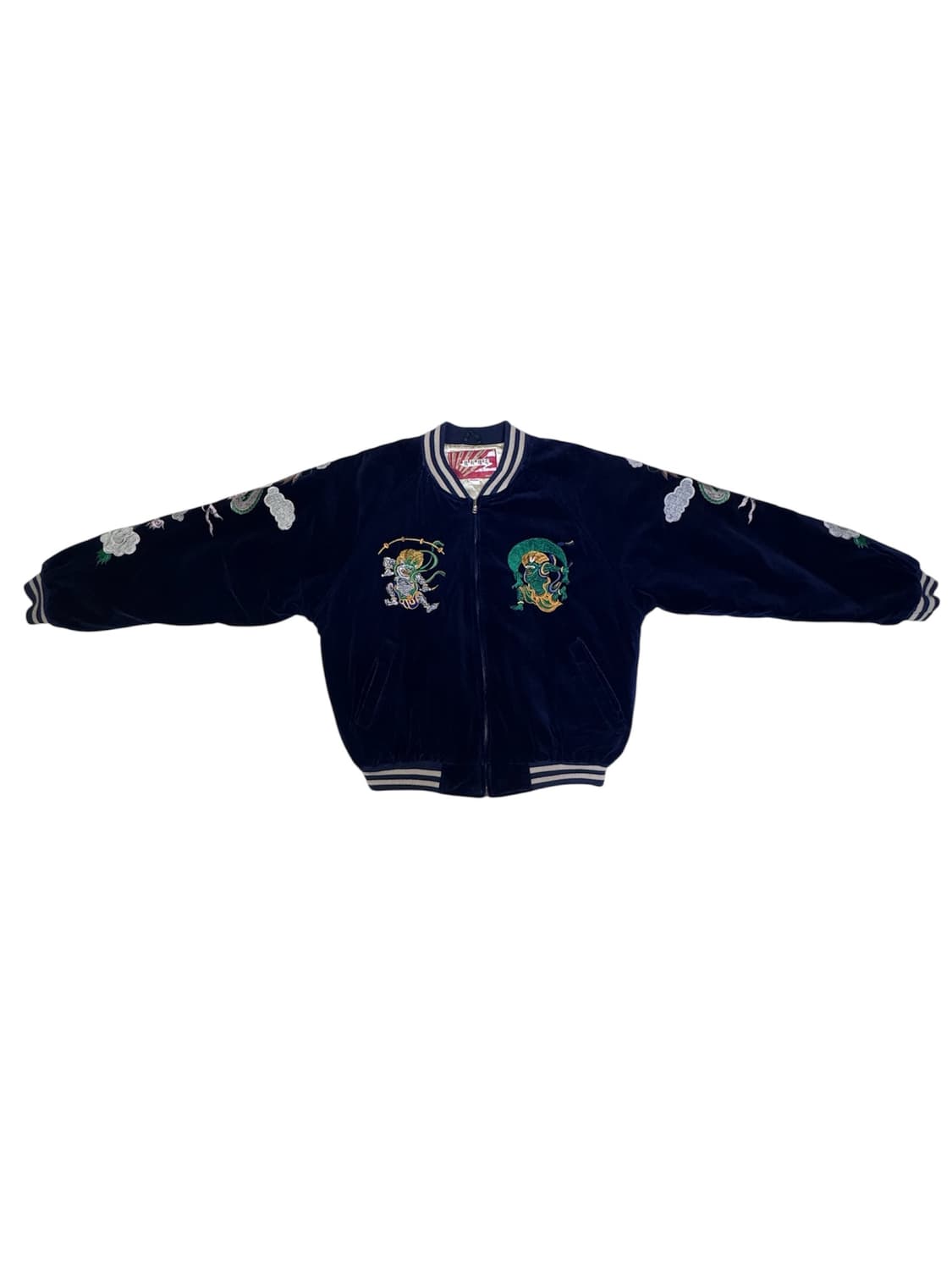 빈티지 90s HOUSTON 벨벳 스카쟌 네이비 M 상품이미지1