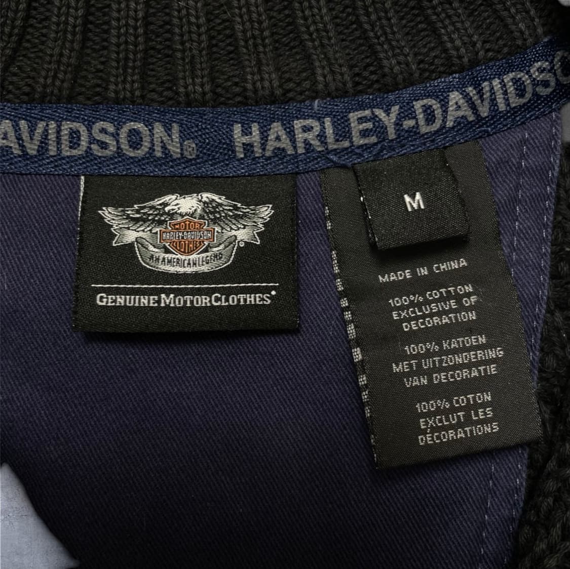 할리 데이비슨 Harley davidson 블랙 와플 하프넥 니트 M 상품이미지2