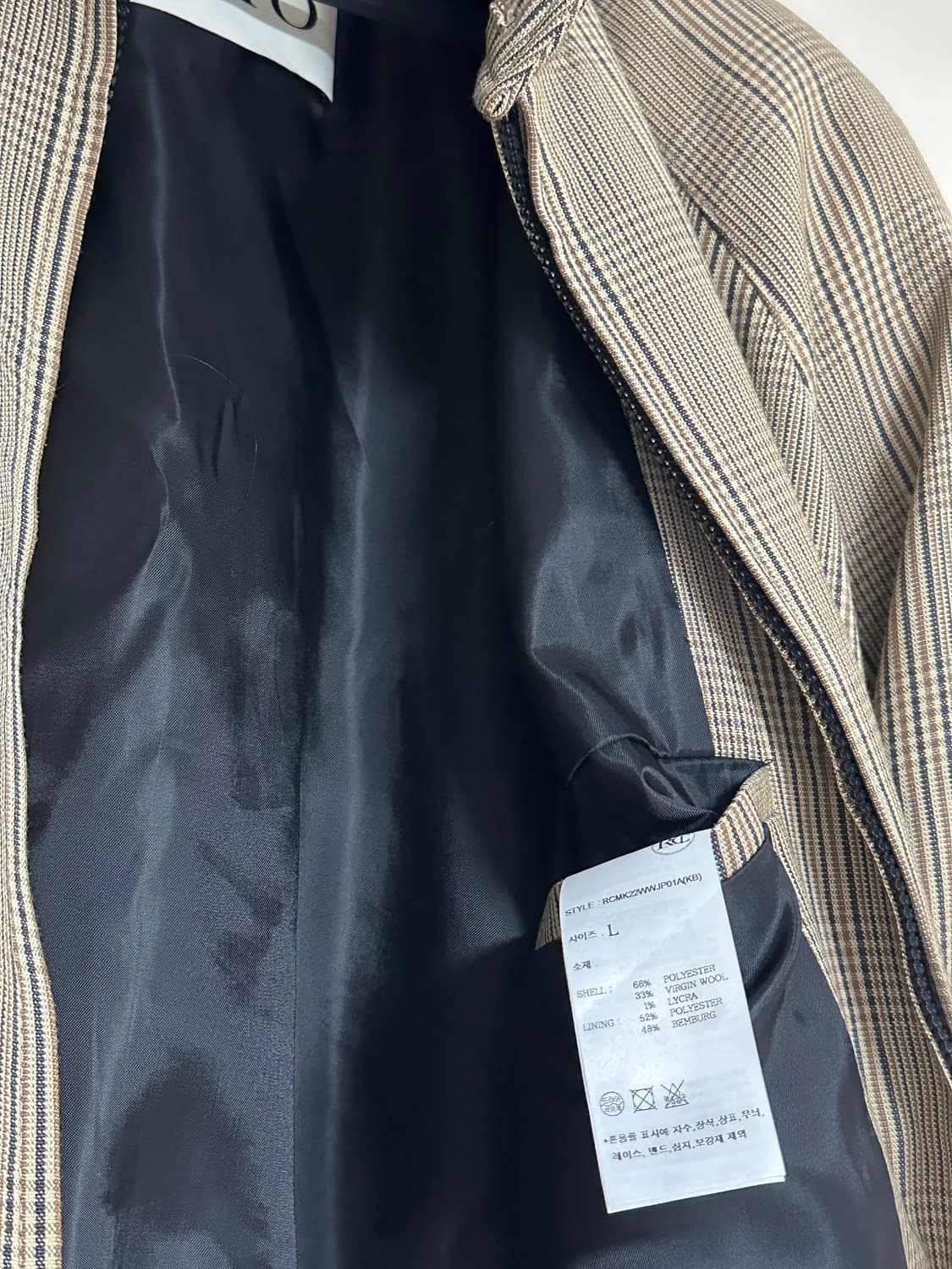 (L) 렉토 글렌 체크 헤링턴 봄버 자켓 카키 베이지 상품이미지4