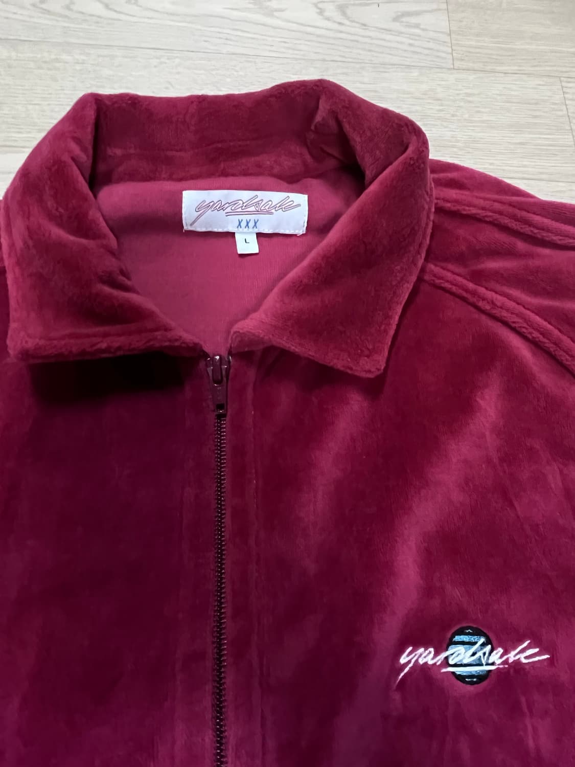 L) YARDSALE 야드세일 벨루어 트랙자켓 레드 상품이미지2