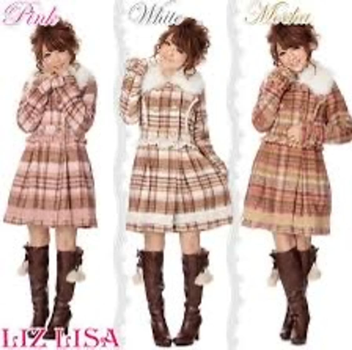 빈티지 리즈리사 히메갸루 딸초 체크 백리본 코트 상품이미지1