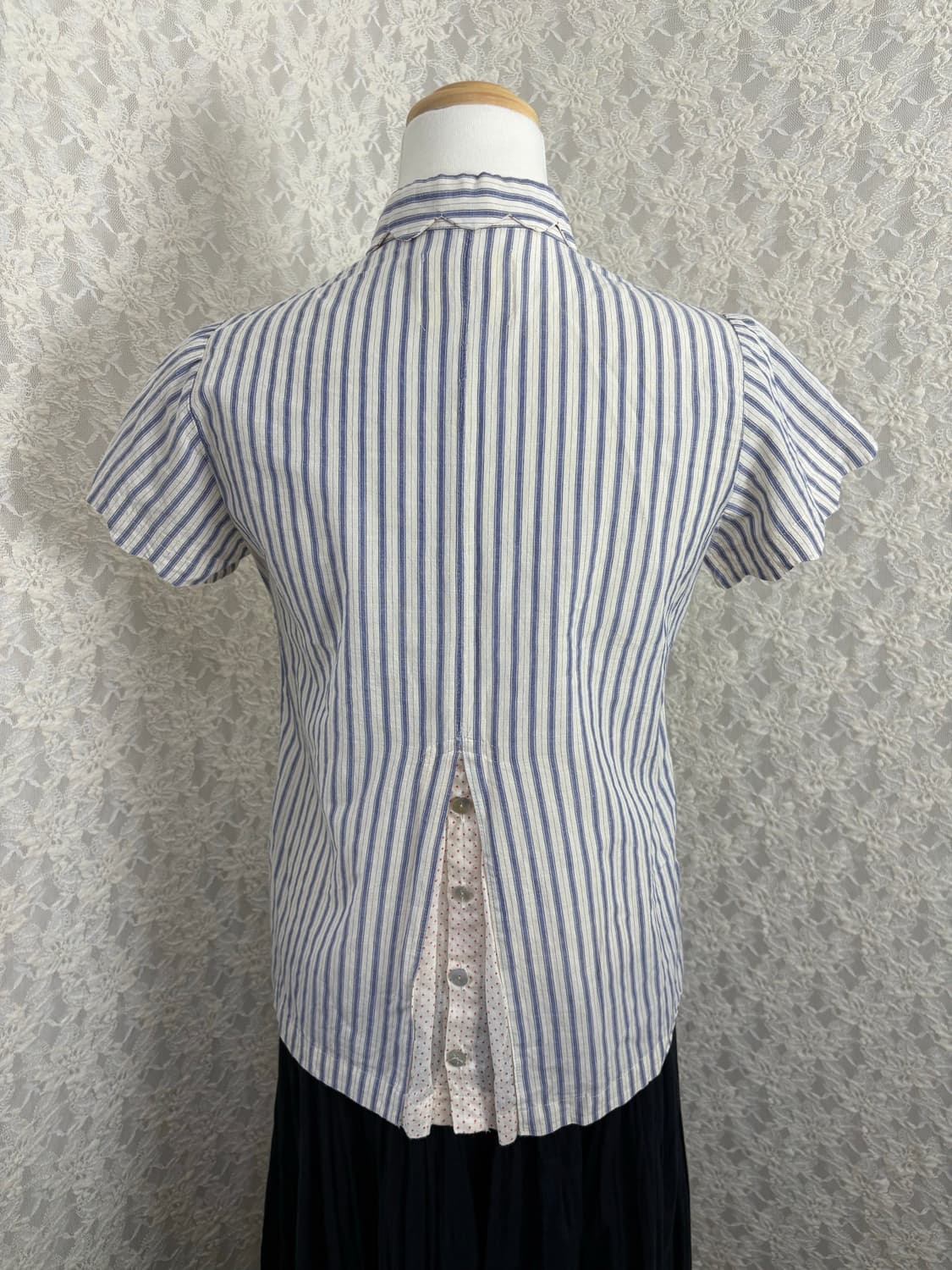 블루 스트라이프 카라 블라우스 상품이미지9