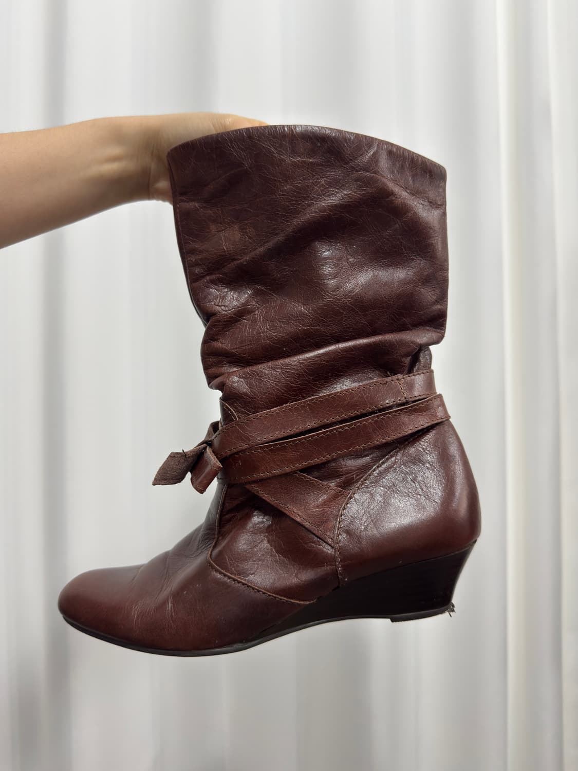 brown buckle leather boots 상품이미지2