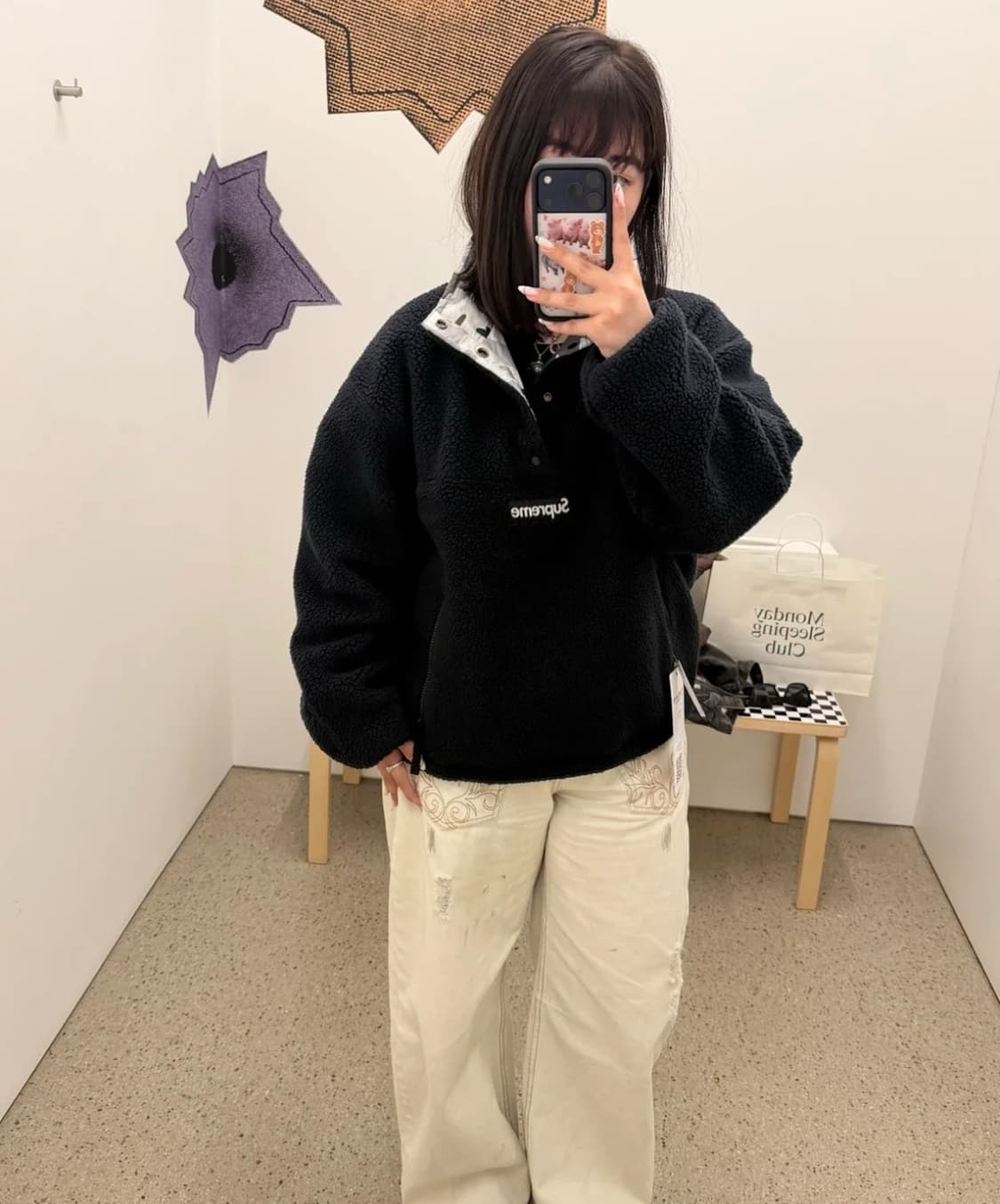 슈프림 풀오버 리버시블 후리스 M 상품이미지1